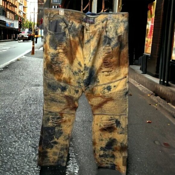1738 Dynasty Men’s Tie Dyed Distressed Jeans Size 48 - Picture 2 of 13